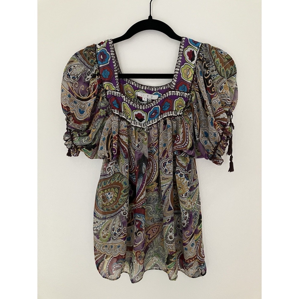 ICE Colorful Boho Top Size 4 City Chic